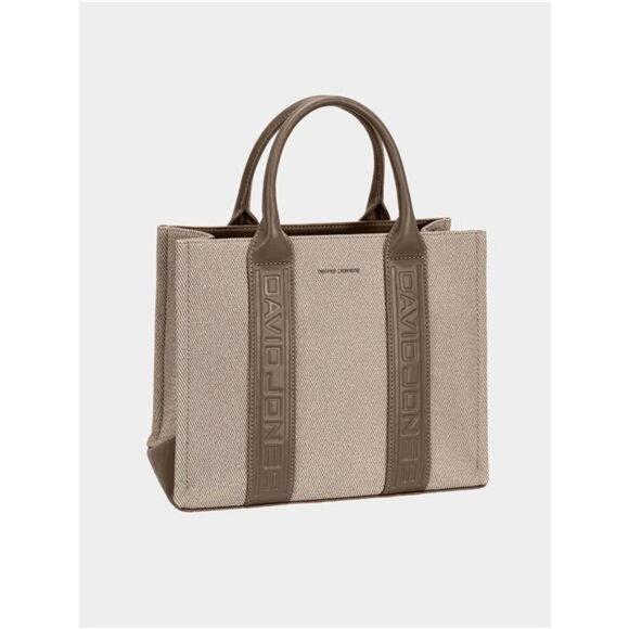 David Jones Canvas Tote Handbag with Contrast Leather Handles - Picture 10 of 10